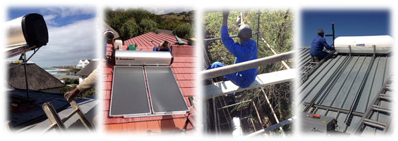 Solar water heater installers hard at work